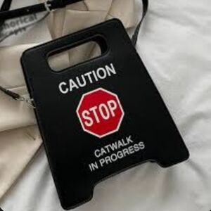 Unique Black Caution Stop Sign Handbag